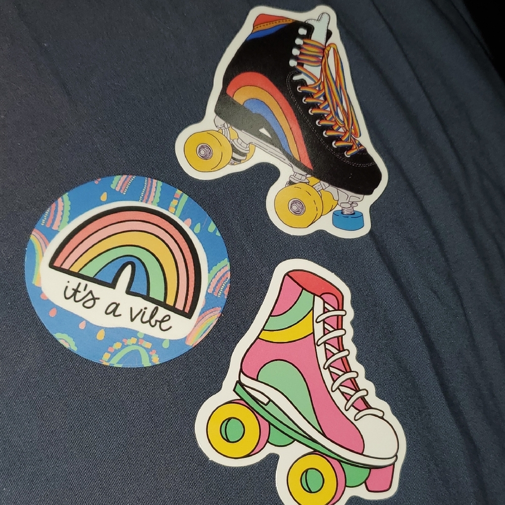 🌈FREE W/BUNDLE🌈 Set Of 3 Colorful Roller Skate Stickers